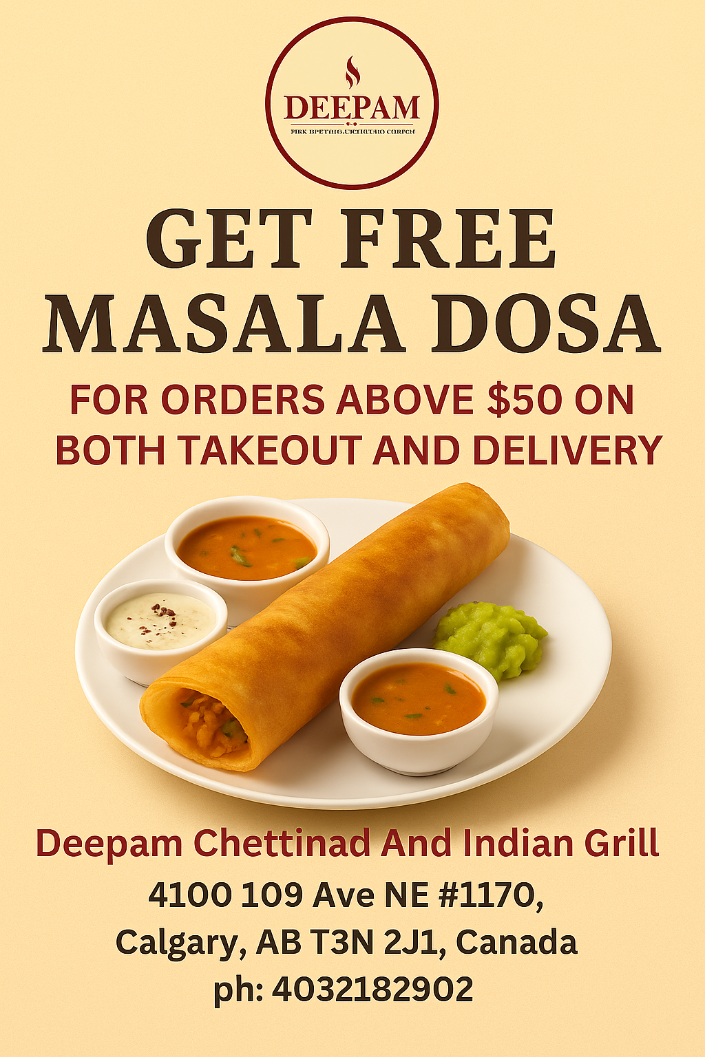 Deepam Chettinad Special Offer - Authentic South Indian Restaurant Calgary