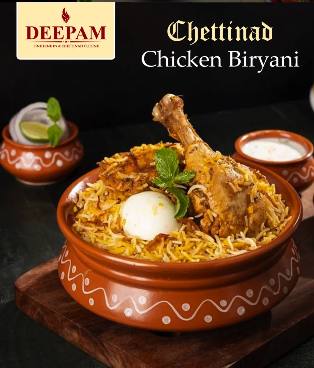 Chettinad Chicken Biryani at Deepam Calgary - Authentic South Indian biryani with spices