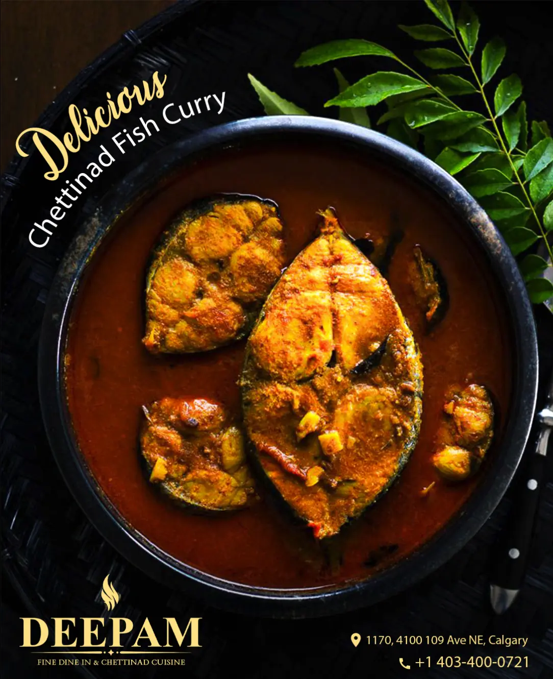 Chettinad Fish Curry at Deepam Calgary - Authentic South Indian fish curry with spices